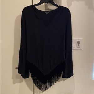 Long sleeve fringe blouse